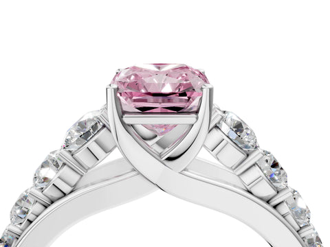 White gold Fancy Pink Radiant Cut Brilliant Diamond Pavé Band with Six-Prong Setting_4