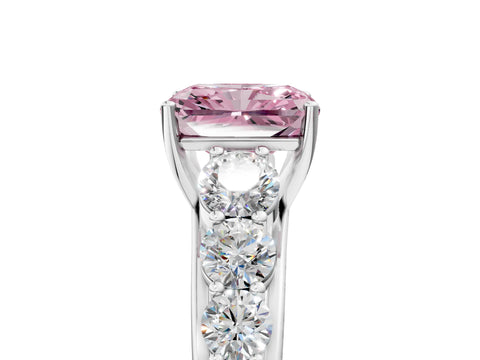 White gold Fancy Pink Radiant Cut Brilliant Diamond Pavé Band with Six-Prong Setting_5