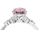 White gold Fancy Pink Radiant Cut Brilliant Diamond Solitaire Ring with Pear Side Stones and Four-Prong Setting_10