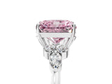 White gold Fancy Pink Radiant Cut Brilliant Diamond Solitaire Ring with Pear Side Stones and Four-Prong Setting_11