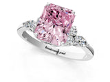 White gold Fancy Pink Radiant Cut Brilliant Diamond Solitaire Ring with Pear Side Stones and Four-Prong Setting_7