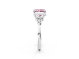 White gold Fancy Pink Radiant Cut Brilliant Diamond Solitaire Ring with Pear Side Stones and Four-Prong Setting_8