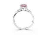White gold Fancy Pink Radiant Cut Brilliant Diamond Solitaire Ring with Pear Side Stones and Four-Prong Setting_9