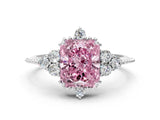 White gold Fancy Pink Radiant Cut Brilliant Diamond with Cluster Setting on a Beaded Band and Four-Prong Setting_24