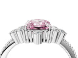 White gold Fancy Pink Radiant Cut Brilliant Diamond with Cluster Setting on a Beaded Band and Four-Prong Setting_28