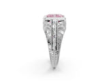 White gold Fancy Pink Radiant Cut Brilliant Milgrain Filigree Diamond Ring with Square Prong Setting_2