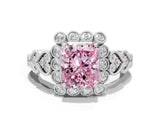 White gold Fancy Pink Radiant Cut Brilliant Milgrain Pave Heart Band Solitaire Ring_12