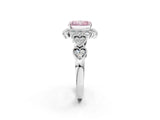 White gold Fancy Pink Radiant Cut Brilliant Milgrain Pave Heart Band Solitaire Ring_14