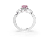 White gold Fancy Pink Radiant Cut Brilliant Milgrain Pave Heart Band Solitaire Ring_15