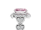 White gold Fancy Pink Radiant Cut Brilliant Milgrain Pave Heart Band Solitaire Ring_17