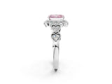 White gold Fancy Pink Radiant Cut Brilliant Milgrain Pave Heart Band Solitaire Ring_20