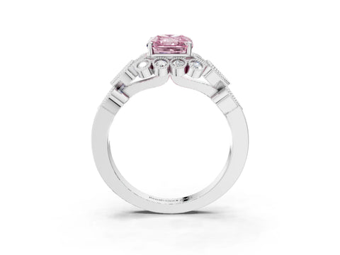 White gold Fancy Pink Radiant Cut Brilliant Milgrain Pave Heart Band Solitaire Ring_39