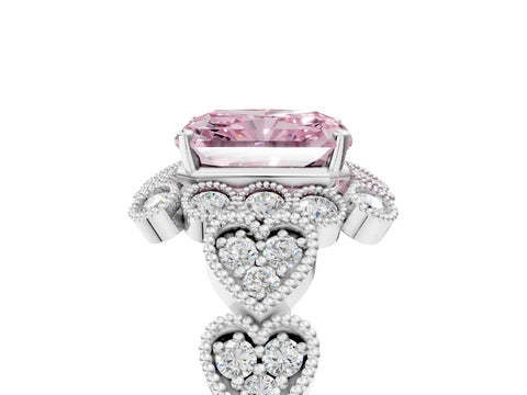 White gold Fancy Pink Radiant Cut Brilliant Milgrain Pave Heart Band Solitaire Ring_5