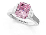 White gold Fancy Pink Radiant Cut Brilliant Solitaire Diamond Ring with Channel Set Band and Bar Prong Setting_1