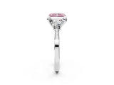 White gold Fancy Pink Radiant Cut Brilliant Three-Stone Diamond Ring with Pavé Band and Four-Prong Setting_17