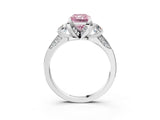 White gold Fancy Pink Radiant Cut Brilliant Three-Stone Diamond Ring with Pavé Band and Four-Prong Setting_18