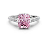 White gold Fancy Pink Radiant  Cut Cathedral Pave Diamond Engagement Ring with Six-Prong Setting_32