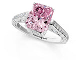 White gold Fancy Pink Radiant  Cut Cathedral Pave Diamond Engagement Ring with Six-Prong Setting_33