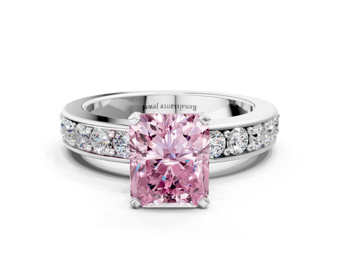 White gold Fancy Pink Radiant  Cut Channel Set Diamond Engagement Ring with Four-Prong Setting_204
