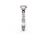 White gold Fancy Pink Radiant  Cut Channel Set Diamond Engagement Ring with Four-Prong Setting_206