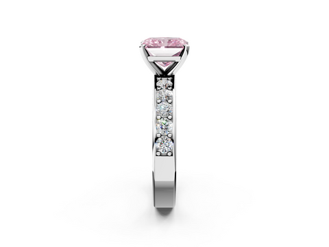 White gold Fancy Pink Radiant  Cut Channel Set Diamond Engagement Ring with Four-Prong Setting_207