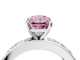 White gold Fancy Pink Radiant  Cut Channel Set Diamond Engagement Ring with Four-Prong Setting_208