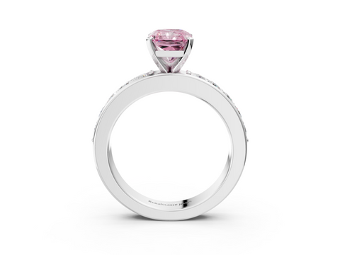 White gold Fancy Pink Radiant  Cut Channel Set Diamond Engagement Ring with Four-Prong Setting_208