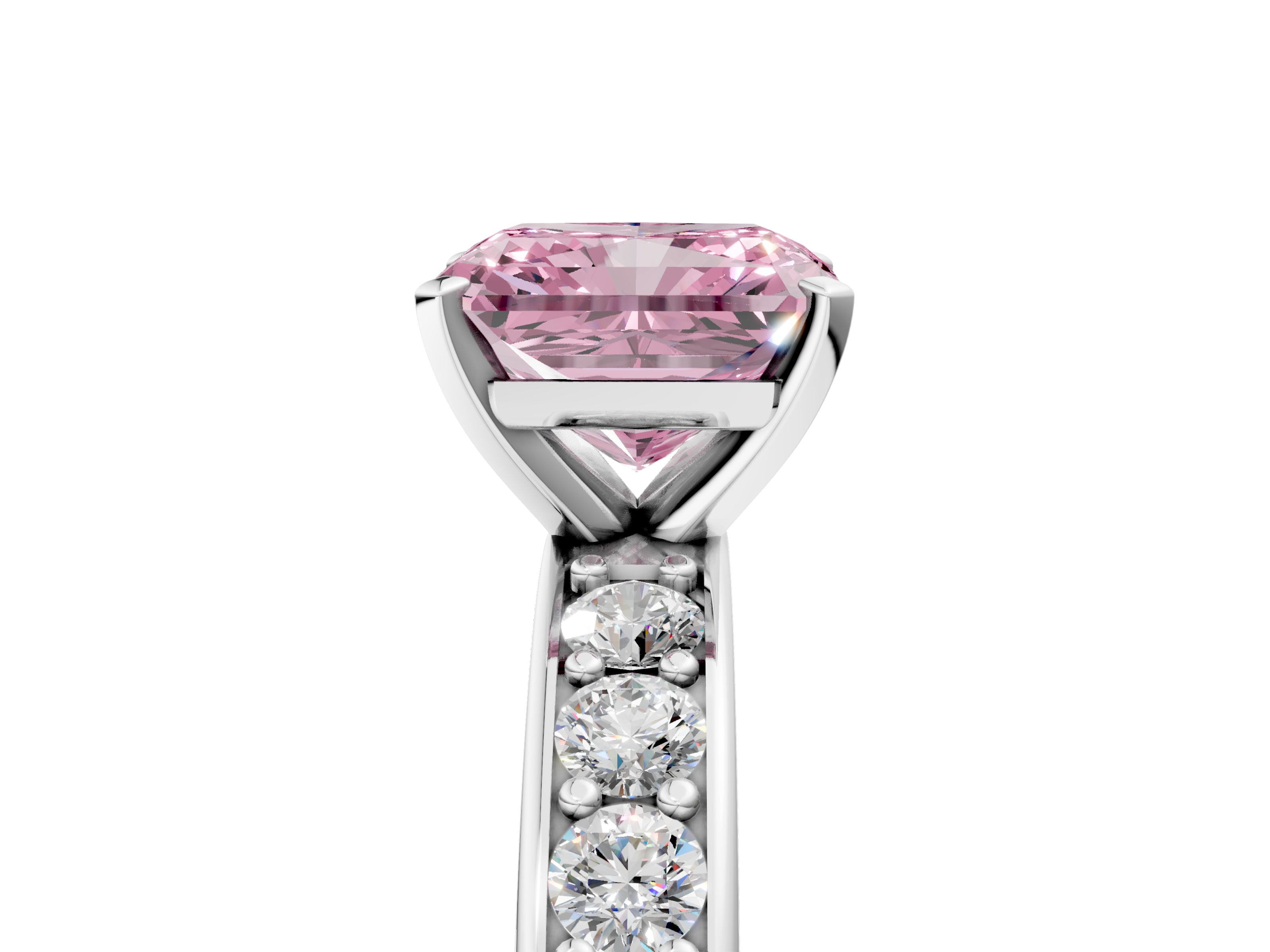 White gold Fancy Pink Radiant  Cut Channel Set Diamond Engagement Ring with Four-Prong Setting_210