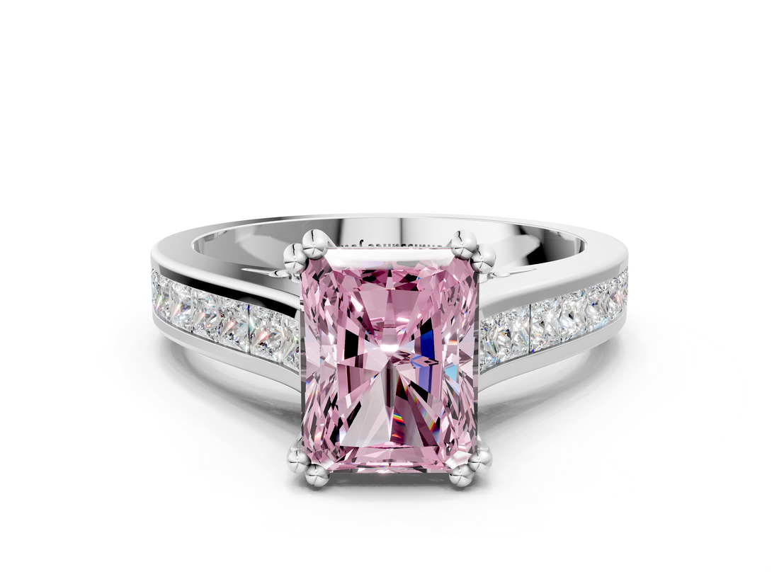 White gold Fancy Pink Radiant  Cut Channel Set Solitaire Engagement Ring with Prong Setting_20