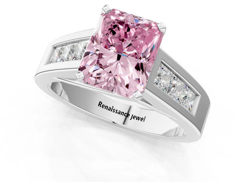 White gold Fancy Pink Radiant Cut Cut Channel Set Solitaire Ring with Four-Prong Setting_13