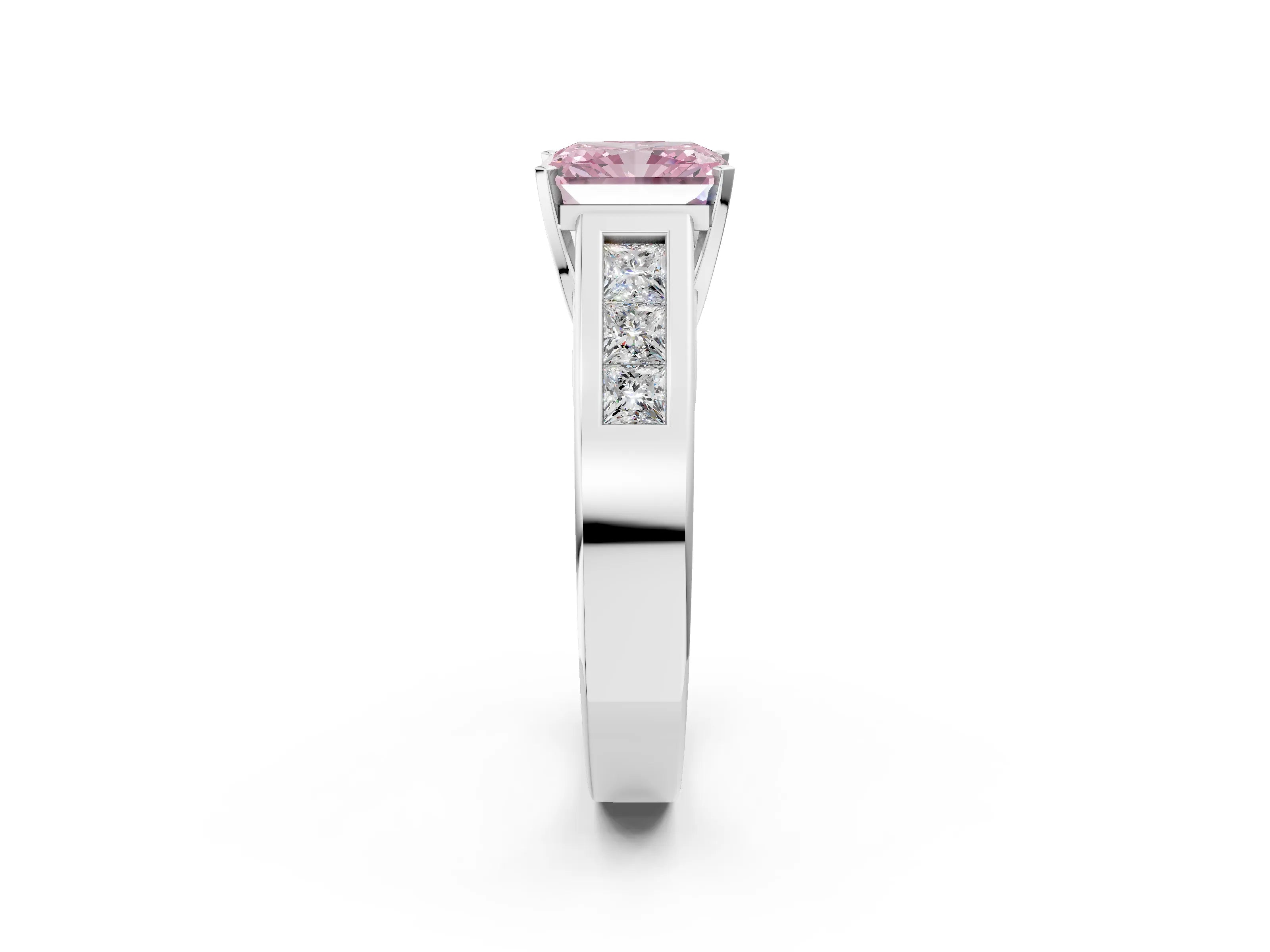 White gold Fancy Pink Radiant Cut Cut Channel Set Solitaire Ring with Four-Prong Setting_2