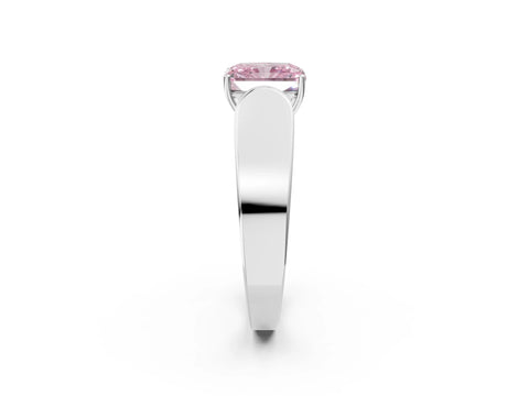 White gold Fancy Pink Radiant Cut Cut Diamond Channel Set Solitaire Ring with Four-Prong Setting_110