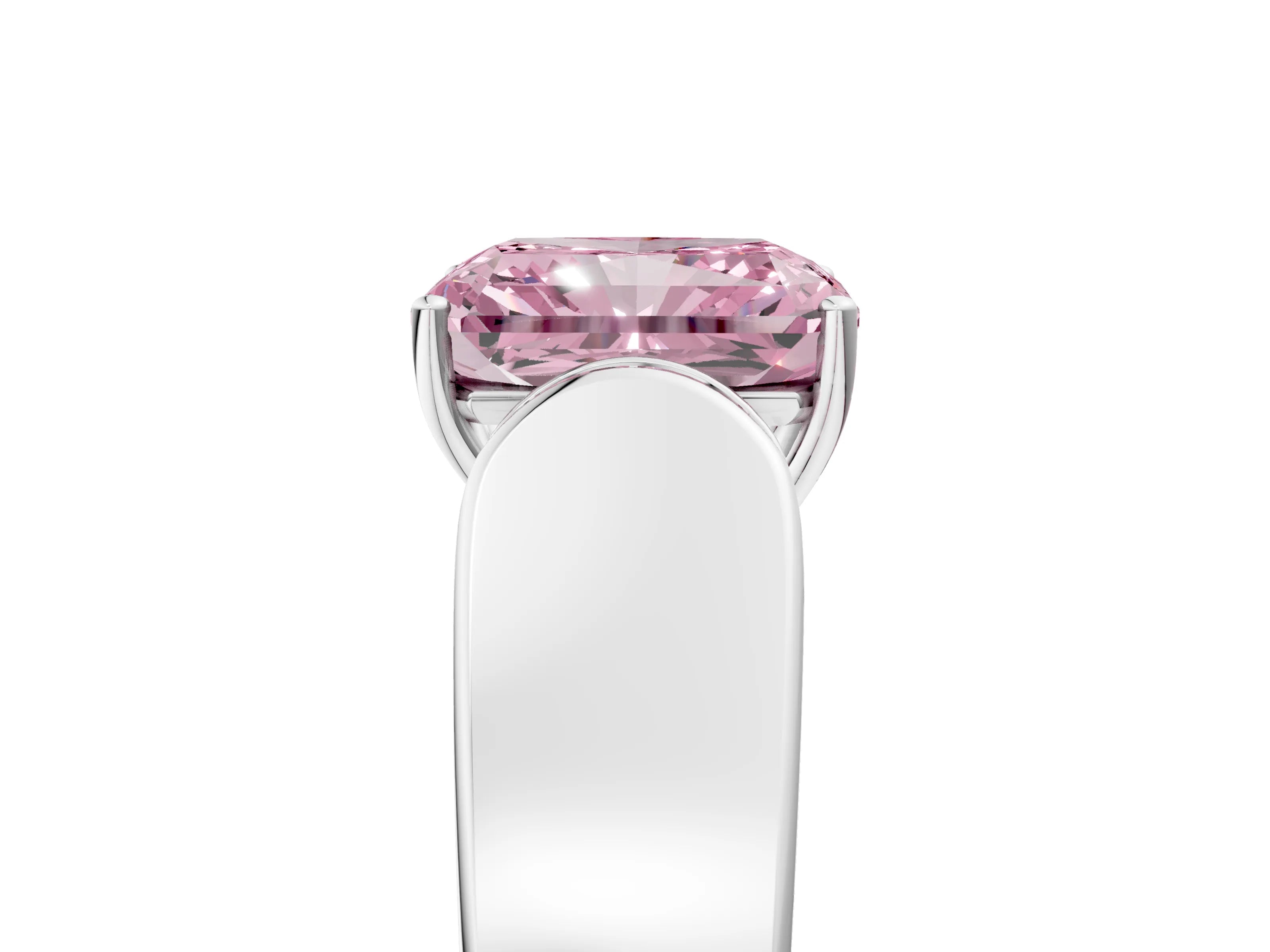 White gold Fancy Pink Radiant Cut Cut Diamond Channel Set Solitaire Ring with Four-Prong Setting_149