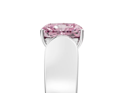 White gold Fancy Pink Radiant Cut Cut Diamond Channel Set Solitaire Ring with Four-Prong Setting_149