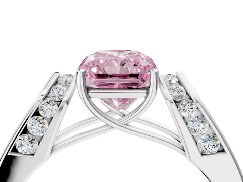 White gold Fancy Pink Radiant Cut Cut Diamond Channel Set Solitaire Ring with Four-Prong Setting_4