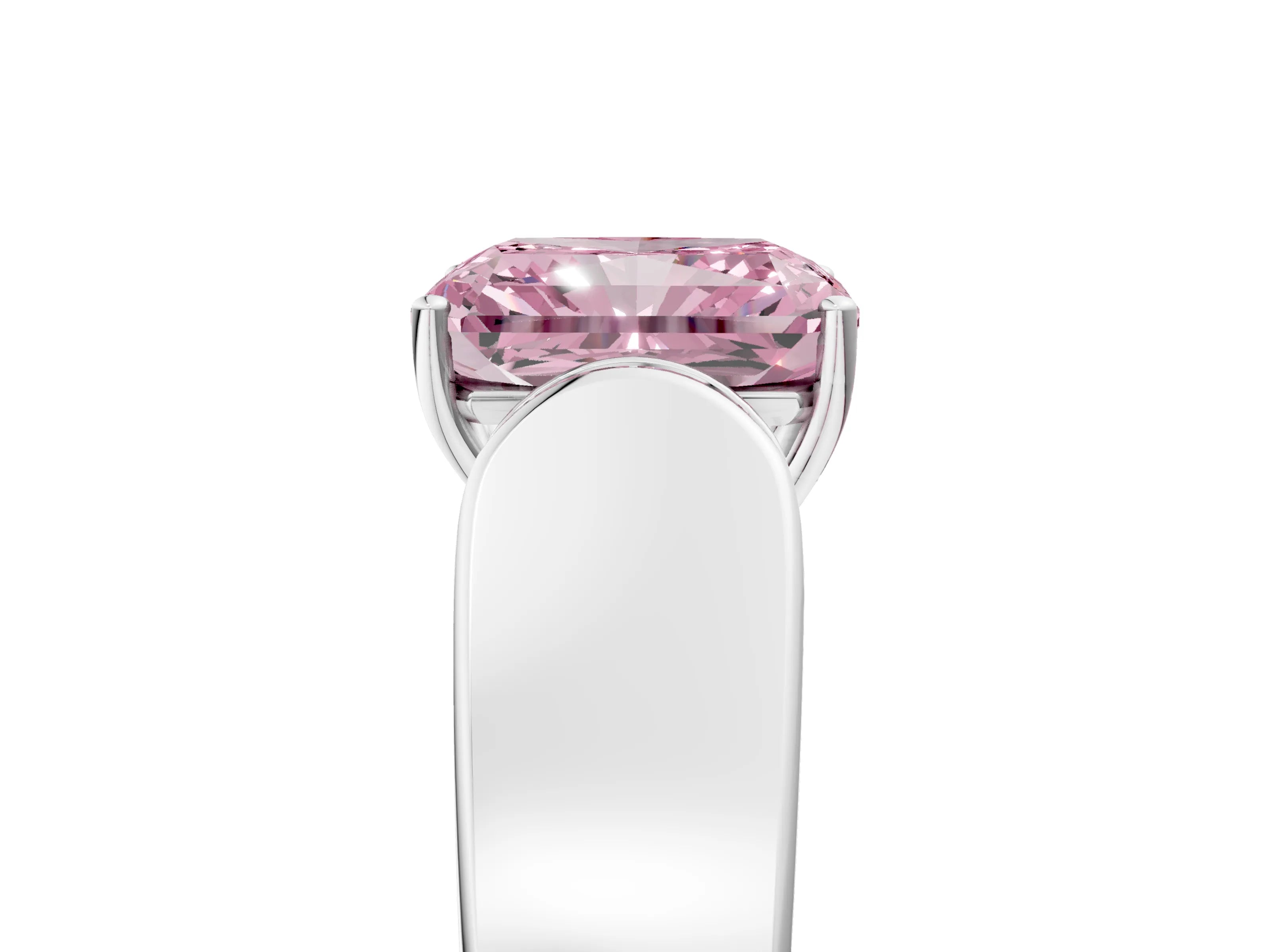 White gold Fancy Pink Radiant Cut Cut Diamond Channel Set Solitaire Ring with Four-Prong Setting_5