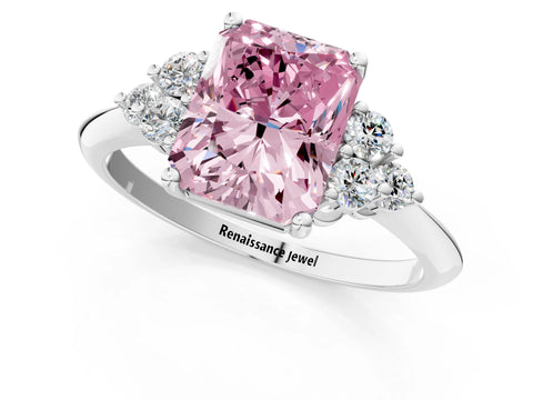 White gold Fancy Pink Radiant Cut Cut Diamond Cluster Ring with Solitaire Band and Four-Prong Setting_37