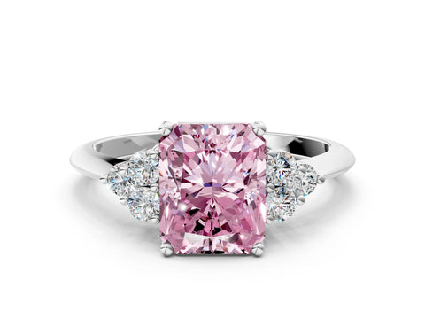 White gold Fancy Pink Radiant Cut Cut Diamond Cluster Ring with Solitaire Band and Four-Prong Setting_48