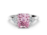 White gold Fancy Pink Radiant Cut Cut Diamond Cluster Ring with Solitaire Band and Four-Prong Setting_49