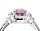 White gold Fancy Pink Radiant Cut Cut Diamond Cluster Ring with Solitaire Band and Four-Prong Setting_4