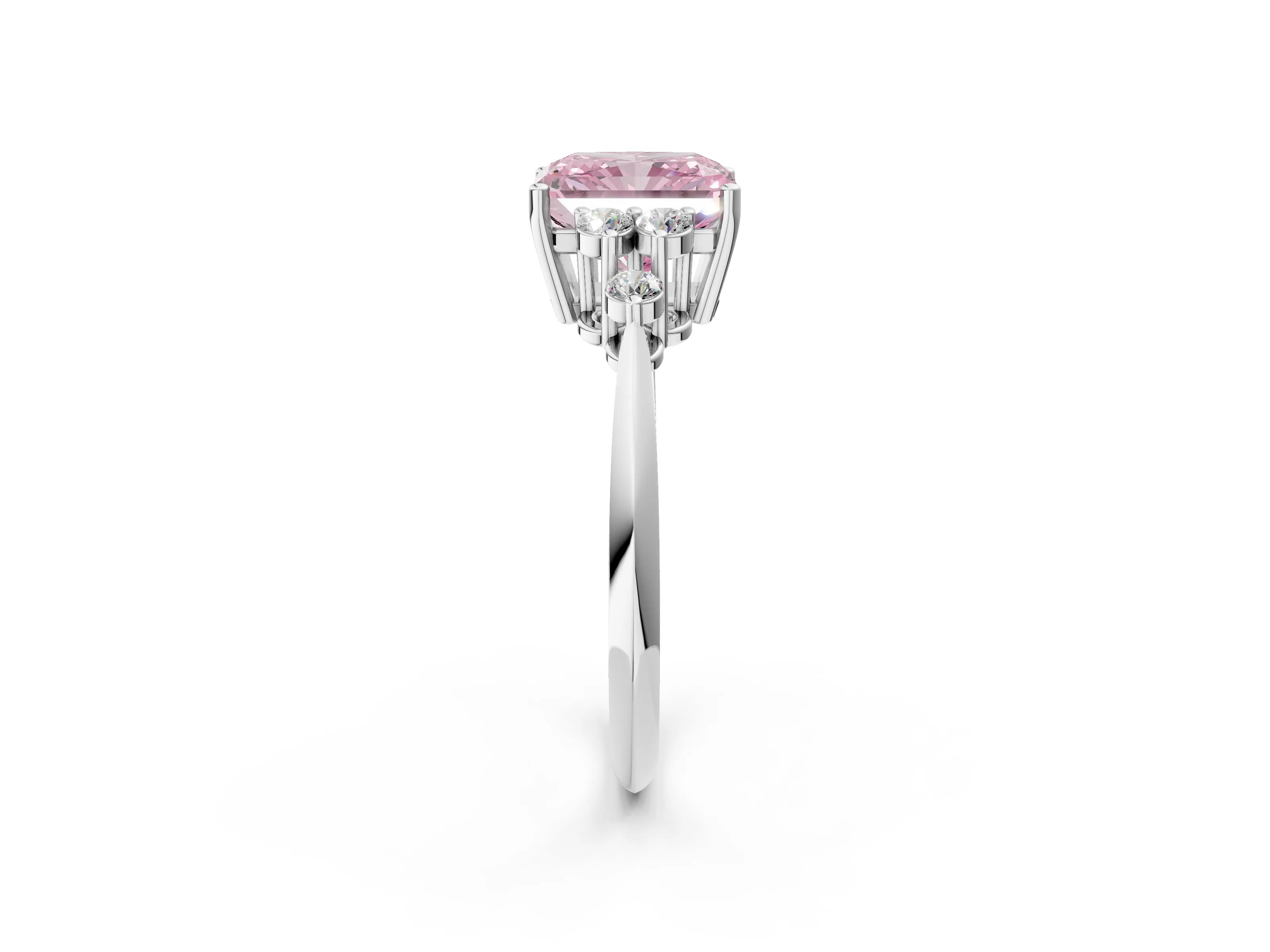 White gold Fancy Pink Radiant Cut Cut Diamond Cluster Ring with Solitaire Band and Four-Prong Setting_50