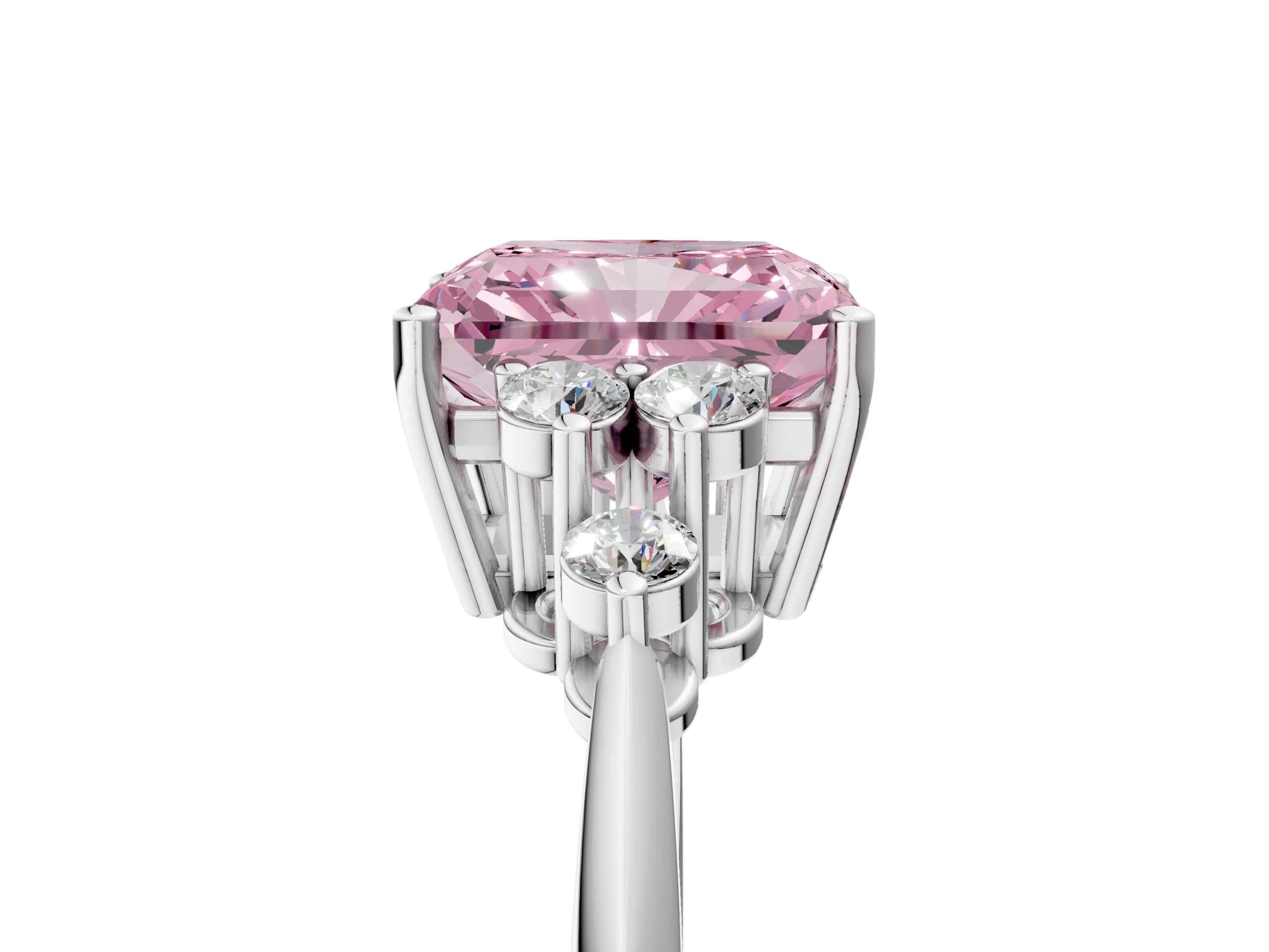 White gold Fancy Pink Radiant Cut Cut Diamond Cluster Ring with Solitaire Band and Four-Prong Setting_54