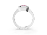 White gold Fancy Pink Radiant Cut-Cut Diamond Halo Engagement Ring with Pave Band and Prong Setting_3