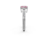 White gold Fancy Pink Radiant Cut Cut Diamond Milgrain Pave Band Four-Prong Setting Ring_17