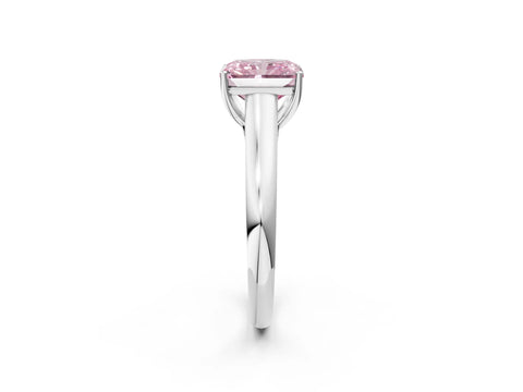 White gold Fancy Pink Radiant Cut Cut Diamond Solitaire Engagement Ring with Tapered Plain Band and Four-Prong Setting_14