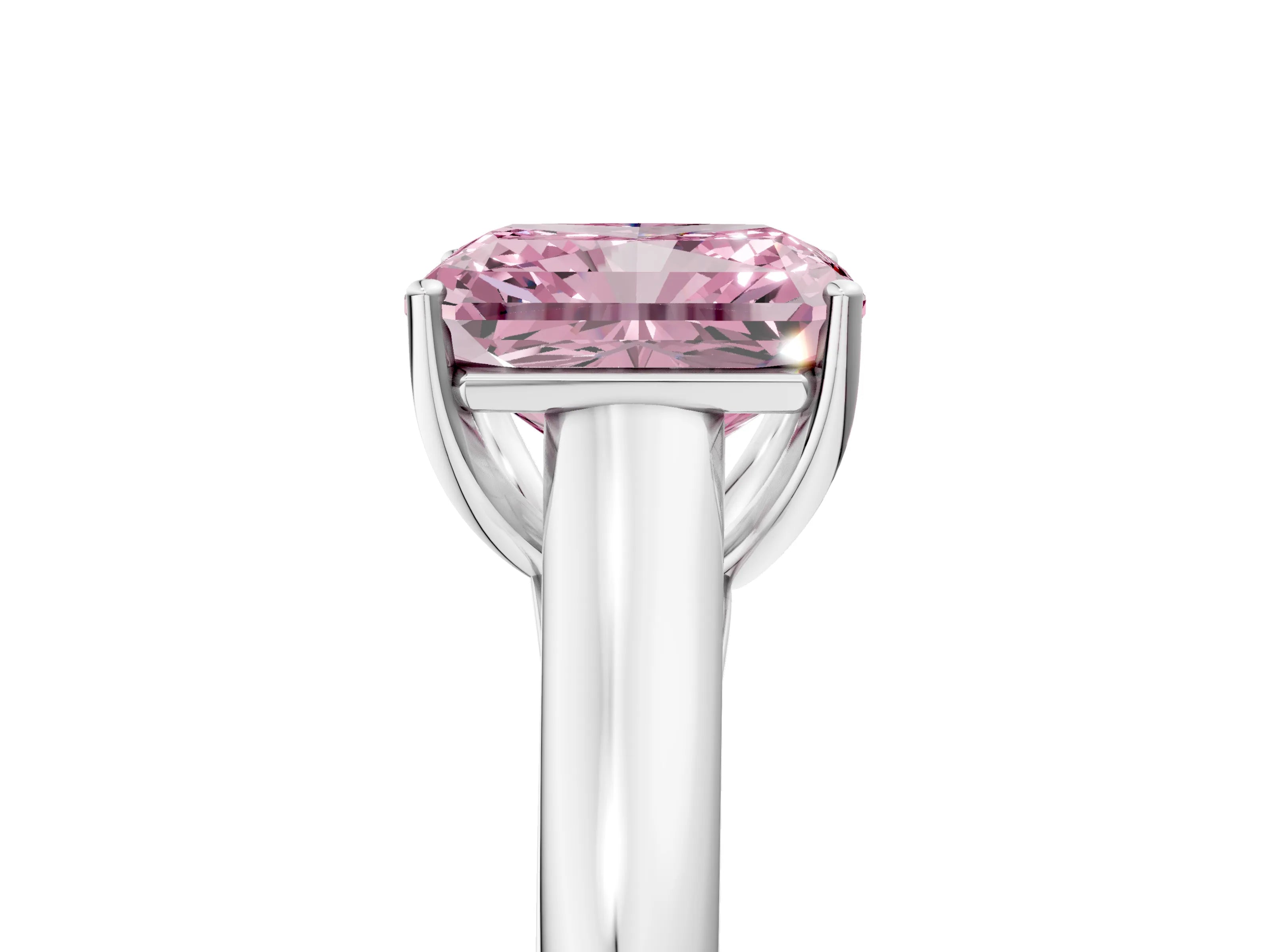 White gold Fancy Pink Radiant Cut Cut Diamond Solitaire Engagement Ring with Tapered Plain Band and Four-Prong Setting_17