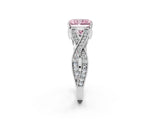 White gold Fancy Pink Radiant Cut Cut Diamond Twisted Band with Milgrain Pave Setting and Four-Prong Setting_14