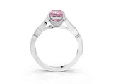 White gold Fancy Pink Radiant Cut Cut Diamond Twisted Band with Milgrain Pave Setting and Four-Prong Setting_3