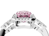 White gold Fancy Pink Radiant Cut Cut Halo Diamond Infinity Band with Four-Prong Setting_4