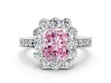 White gold Fancy Pink Radiant Cut Cut Halo Diamond Pavé Engagement Ring with Milgrain Detailing_12